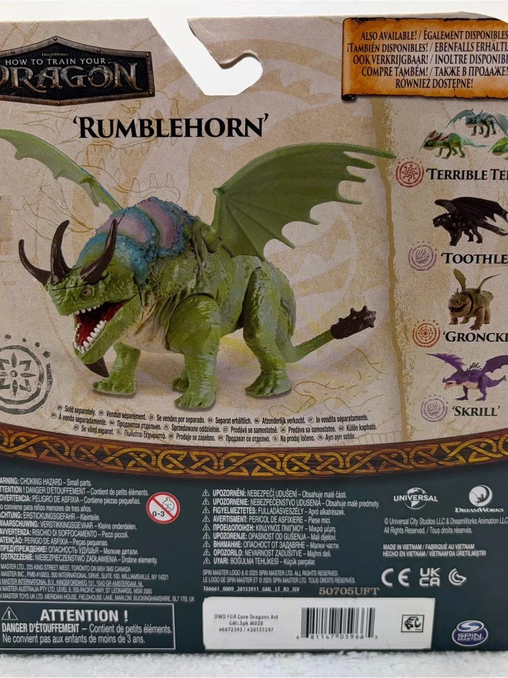 DreamWorks Rumblehorn Dragon Figure - Mint Green with Blue and Pink Accents